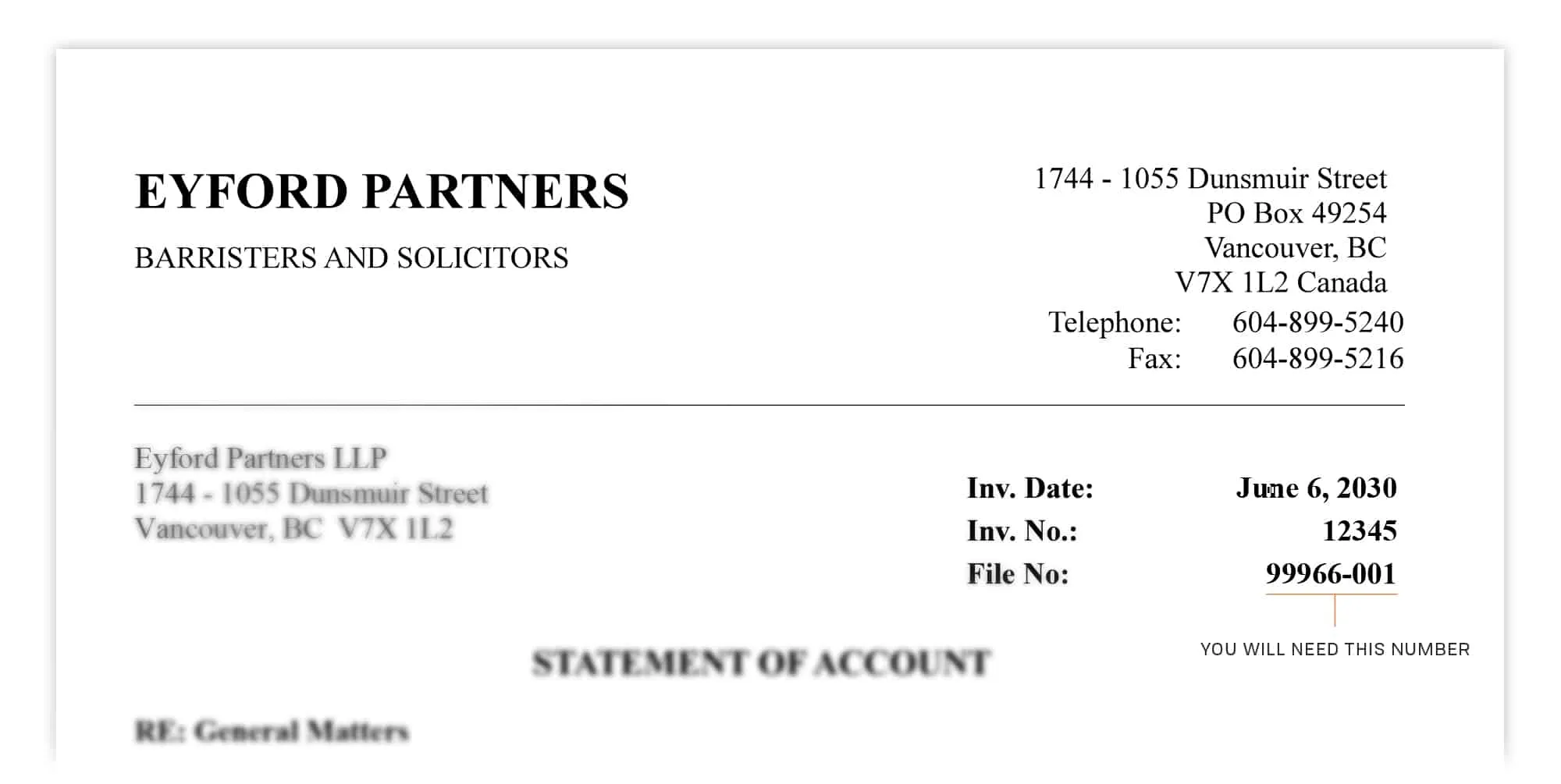 Statement of Account Example